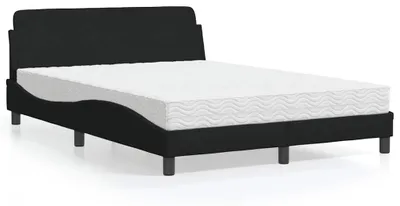 Produktbild von vidaXL Bett mit Matratze "Dover" Schwarz 140x190 cm Stoff