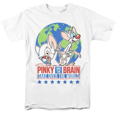 Obrázok produktu pre Tričko Pinky a Mozog – uni, pre pánov/dámy, model TV38771 (XL), biela farba