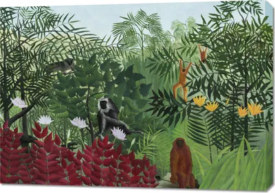 Produktbild von Bild 100x70cm Tropischer Wald, Rousseau Vintage für das Wohnzimmer