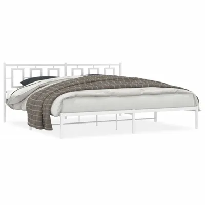 Produktbild von vidaXL Bettgestell mit Kopfteil Metall Weiß 193x203 cm