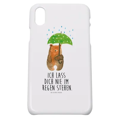Produktbild von Mr. & Mrs. Panda Iphone 10 Handyhülle Bär Regenschirm - Weiß - Geschenk, Cover, Freunde, Teddy, Partner, Pärchen, Spruch, Liebe, Familie, Hülle, X, Handy