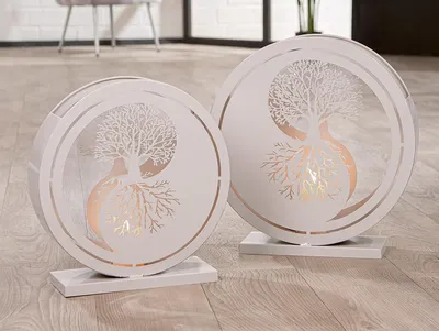 Obrázek produktu pro GILDE 2er Set, Windlicht, rund, "Balance", Yin & Yang-Motiv, Metall, beige, VE 1, L. 13 cm, B. 43 cm, H. 45 cm