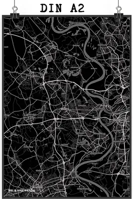 Produktbild von Mr. & Mrs. Panda Bild Moers DIN A2 - Geschenk, Stadt, Dorf Karte Landkarte Map Stadtplan, Plakat, drucke, Wanddekoration, Wandbild, wanddeko