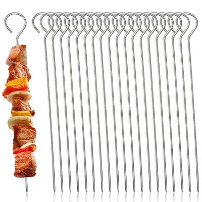 Immagine prodotto di Spiedini per barbecue, 20 pezzi, 30 cm, in acciaio inossidabile, ideali per la carne