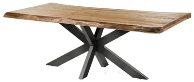 Immagine prodotto di MASSIVMOEBEL24 | FREEFORM 5 Tavolo da pranzo in legno di mango - verniciato natur / gambe incrociate antracite lucido 220x100