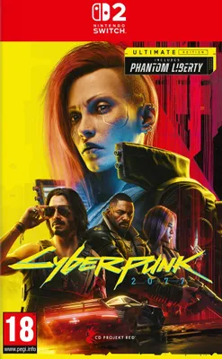 Cover art for the video game Cyberpunk 2077 Ultimate Edition for Nintendo Switch.