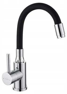 Produktbild von Waschtischarmatur Einhebel, Chrom/Schwarz, flexibler Auslauf, 27 cm, Keramikkartusche