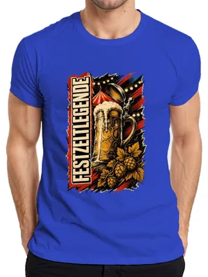 Productafbeelding van Feesttentlegende, bierkan, , volksfeest, lederen broek, heren T-shirt, blauw, XXL