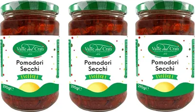 Produktbild von Getrocknete Tomaten | Italienische getrocknete Tomaten in Olivenöl | Gewürze für Vorspeisen und herzhafte Gerichte | 3 x 290g