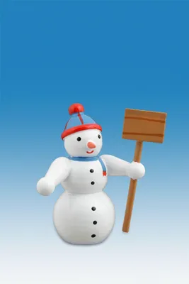 Produktbild von Holzfigur Schneemann mit Schneeschippe und Mütze Höhe 6,5cm NEU