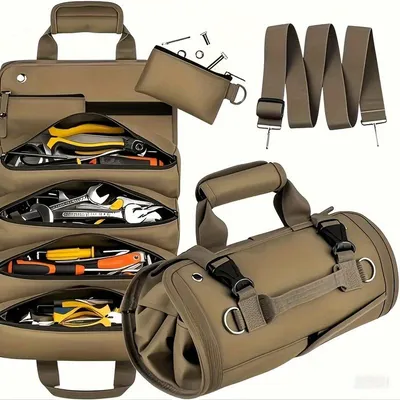 Produktbild von Multifunktionale Werkzeugtasche – Rollen, Multi-Taschen, Tragbar, Khaki
