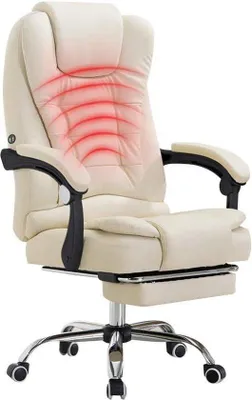 Productafbeelding van Famanu bureaustoel met massagefunctie en voetsteun - Ergonomisch Polyurethanleer