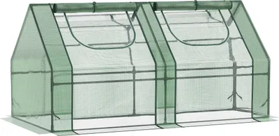 Produktbild von Gewächshaus für draußen - Gartengewächshaus - 180×90×90 cm - Wasserdicht - Stahlrahmen - Doppelte Fenster - Armeegrün