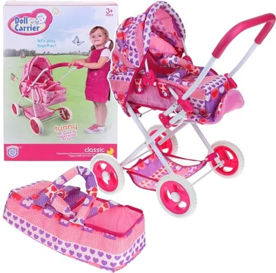 Image de Poussette de poupée, Poussette profonde, Nacelle, Porte-bébé, 3 en 1, Capote pliable