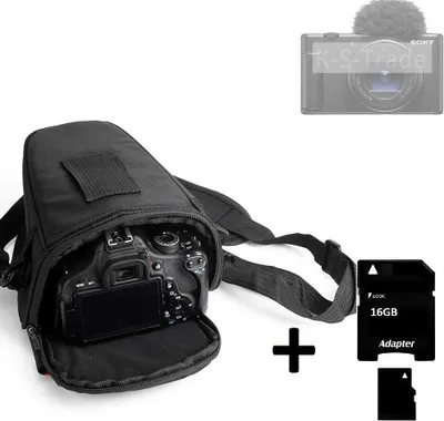 Produktbild von K-S-Trade Schultertasche kompatibel mit Sony ZV 1 ll Colt Kameratasche für Systemkameras DSLR DSLM SLR, Bridge etc., + 16GB Speicherkarte