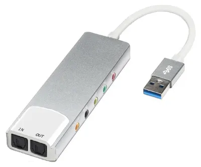 Produktbild von USB 5.1/7.1 Externe Soundkarte mit S/PDIF, optischem Eingang und Ausgang für PC und Laptop - Silber