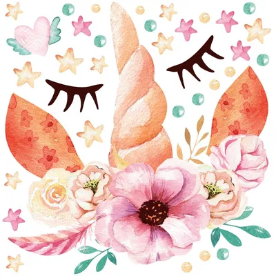 Produktbild von Wandaufkleber – Einhornblumen – Transparenter Hintergrund – 90 x 90 cm