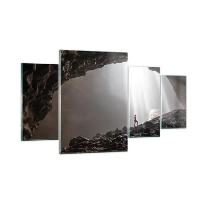 Produktbild von Bilder auf glas - 4 Teile - Höhle Morgendämmerung Frau - 160x90cm - Glasbilder - Wandbilder - Bilder - zum Aufhängen bereit - Wanddekoration aus Glas - Glas Bilder - Wandbild auf Glas - GDL160x90-4468