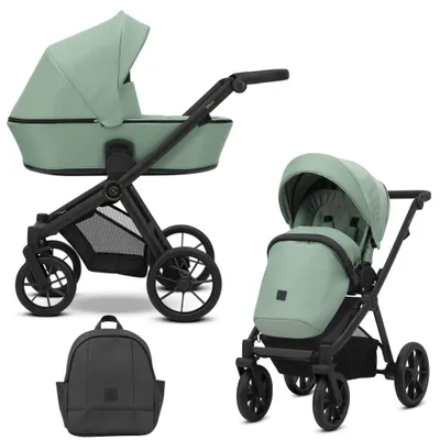 Produktbild von Kinderwagen Kunert Brav 2in1 - schwarzes Gestell - Farbe: Mintgrün