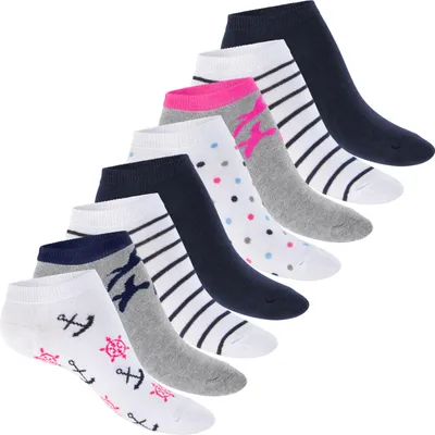 Produktbild von Footstar Söckchen mit Motiven für Damen (8 Paar) – kleine, kurze und niedliche Söckchen mit Motiven – maritim