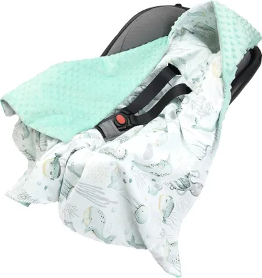 Produktbild von Kuscheldecke für babys, Einschlagdecke, Baumwolle, 85x85, Ozean mit Mint Minky
