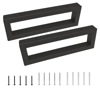 Zdjęcie produktu dla 2 sztuki, czarne metalowe uchwyty do półek, 30 x 10 cm, mocne, do montażu na ścianie