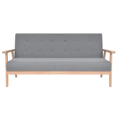 Produktbild von vidaXL 3-Sitzer-Sofa Stoff Hellgrau