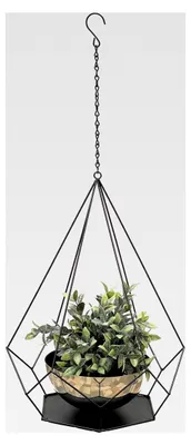 Produktbild von Blumenampel aus Metall für Innenräume, 76 cm, mit Topf und 6 Ecken