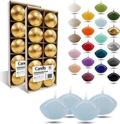 Immagine prodotto di CANDLY HANDMADE© 10x candele galleggianti Premium Ø 45mm | San Valentino, Pasqua, Natale, decorazione della casa, candele, candele per donne (Azzurro)