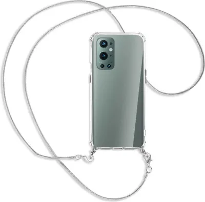 Produktbild von Handykette Backcover-Schutzhülle mit Band (Metall silberfarben) für OnePlus 9 Pro - silberfarbene Kette Snake