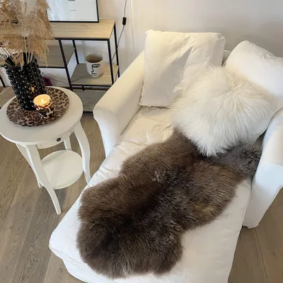 Zdjęcie produktu dla Dywan z wełny merynos i owczej skóry, wymiar 120-130 cm
