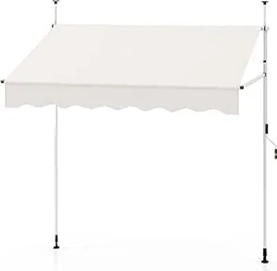 Produktbild von Klemmmarkise, Markise Balkon ohne Bohren, 400 cm breit, mit Handkurbel, UV-beständig Balkonmarkise höhenverstellbar Sonnenschutz (Beige)