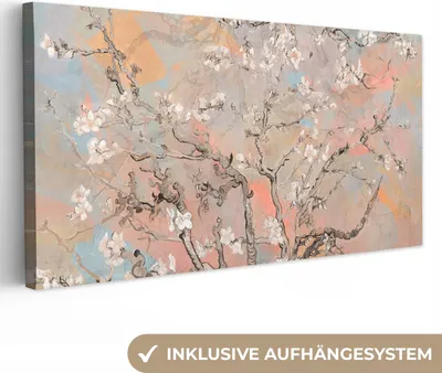 Zdjęcie produktu dla MuchoWow® - Obraz na płótnie - Kwiat migdałowca - Sztuka - Van Gogh - Pastel, fototapeta, dekoracja ścienna obrazy salon, 40x20cm