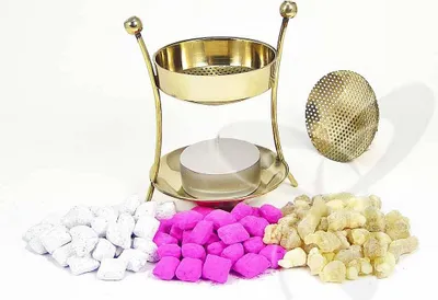 Produktbild von 2940 Weihrauchständer mit Teelicht Messing Handarbeit Räucherset Geschenk