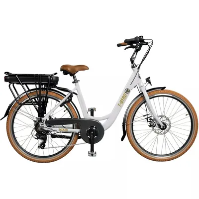 Produktbild von 26 Zoll City E-Bike Tiefeinsteiger, 36 V 14,4 Ah Akku, 7-Gang-Schaltung, LCD-Display, Scheibenbremsen und Gepäckträger