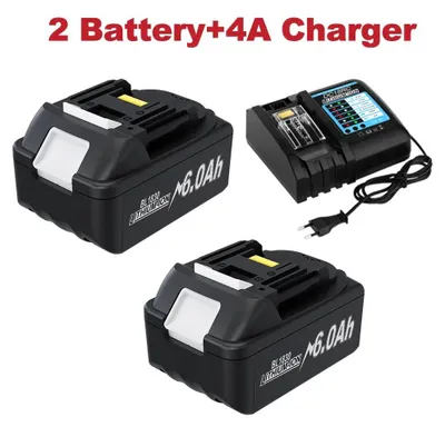 Produktbild von Werkzeug Akku Set 18V - Ersatzakku BL1830 Li-Ion - 2×6,0Ah - Mit 4A Schnellladegerät - Für BL1860 BL1840 BL1815