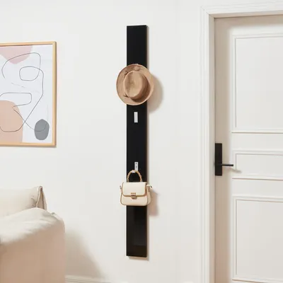 Zdjęcie produktu dla Wieszak ścienny 'Hansnes' z 3 składanymi haczykami 165 cm czarny