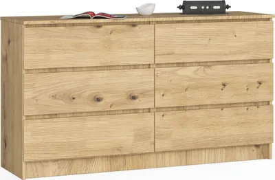 Obrázek produktu pro Akord Komoda 6 zásuvek řemeslnický dub 138x40x77 cm