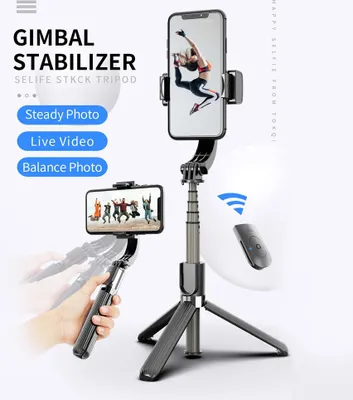 Zdjęcie produktu dla L08 Gimbal Stabilizator Selfie Stick Statyw BT4.0 Bezprzewodowy składany statyw selfie ze stopu aluminium do smartfona Czarny