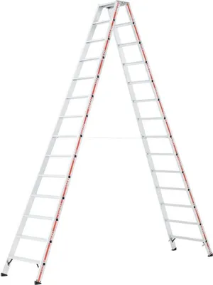 Produktbild von Hymer Stufenstehleiter mit Alu-Druckguss Gelenk 2x16 Stufen