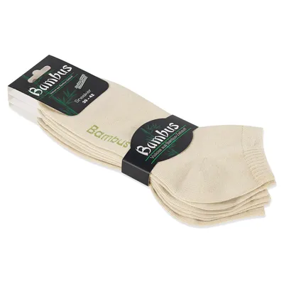 Produktbild von 6 Paar Viskose Bambus Sneaker Socken ohne Gummibund foot-art bamboo:line Damen & Herren atmungsaktiv weich 47/50 beige