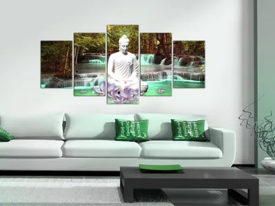 Produktbild von Akustikbild Abstrakt Natur 200x100 cm Bilder Akustikschaum Hochleistungsschallabsorber Schallschutz Leinwand 5 tlg Wandbild Raumakustik Schalldämmung h-C-0048-b-p