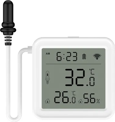 Produktbild von Hygrometer Thermometer Innen, LCD Digital Luftfeuchtigkeitsmesser mit Bildschirm, Externem Sensor und für Gewächshaus Keller Reptilien Inkubator