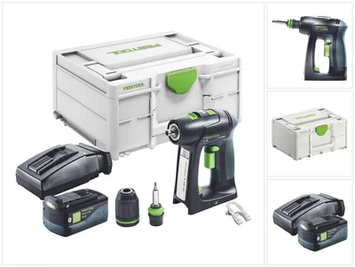 Obrázek produktu pro Festool C 18-Basic akumulátorový vrtací šroubovák 18 V 45 Nm bez kartáčů + 1x akumulátor 5,0 Ah + nabíječka + systainer