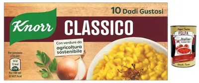 Produktbild von Knorr Italian Gourmet – Brühwürfel Klassisch 24×100 g | Aromatische Würzbasis für Suppen, Brühen, Risotto, Pasta, Gemüse & Saucen | Schnell löslich, vielseitig, für jede Küche + Italian Gourmet Polpa