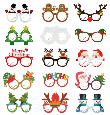 15 Papier-Weihnachtsbrillen für Fotokabine & Party