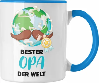 Produktbild von Trendation - Bester Opa Der Welt Geschenk Tasse Kaffeetasse Spruch Lustig von Enkel zum Geburtstag Weihnachten (Blau)