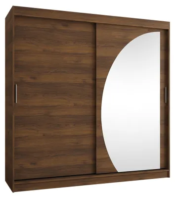 Produktbild von MIRJAN24 Kleiderschrank Wika 200, Schwebetürenschrank mit zwei Kleiderstangen, Garderobe (Farbe: Nuss Warmia, Größe: 200 cm, ohne Schubladen)