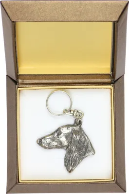 Zdjęcie produktu dla Chart perski, Saluki - posrebrzany brelok z psem w pudełku ozdobnym, ozdoba torebki, zawieszka do plecaka marki Art-Dog