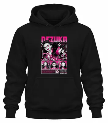 Productafbeelding van Demon Slayer Nezuko, demonenbloed, anime, cadeau, Japan, Y2K streetwear, Halloween, uni hoodie, zwart, maat S